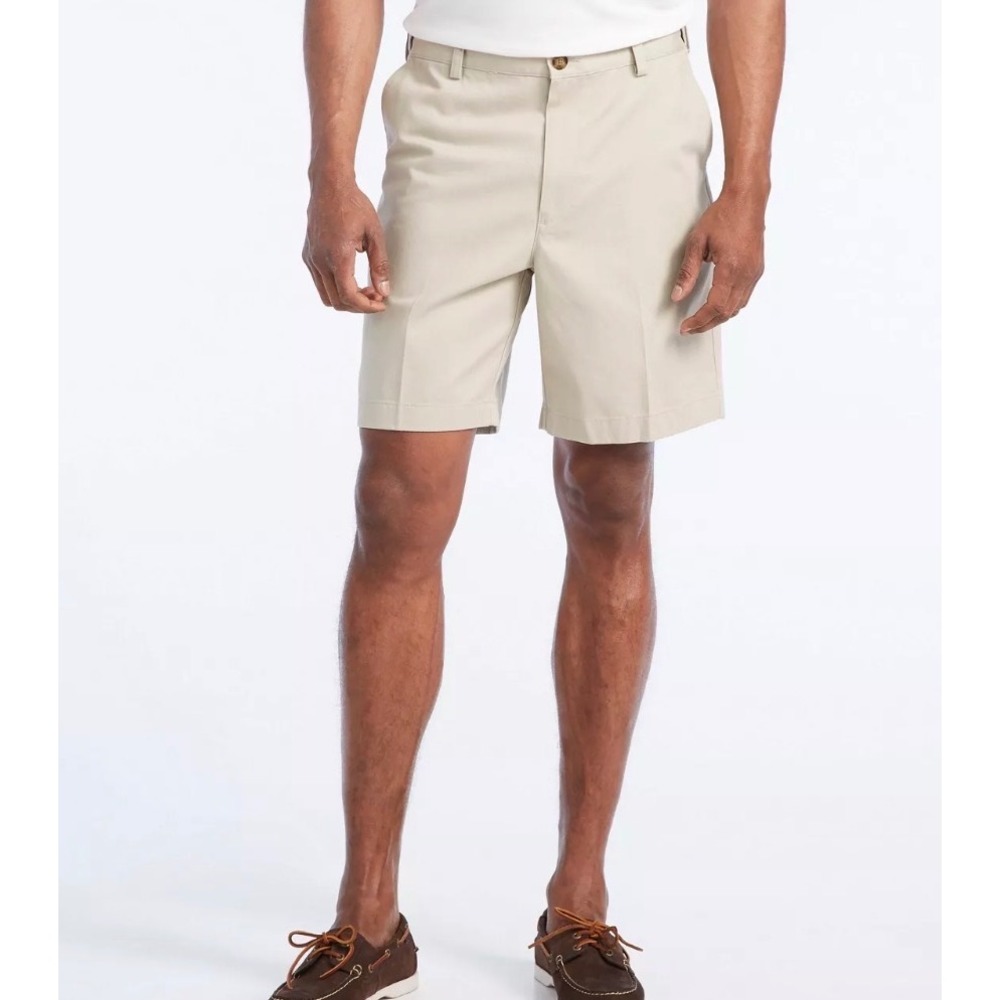 LL Bean Chino Shorts 32 Khaki Wrinkle Free Double L Natural Fit